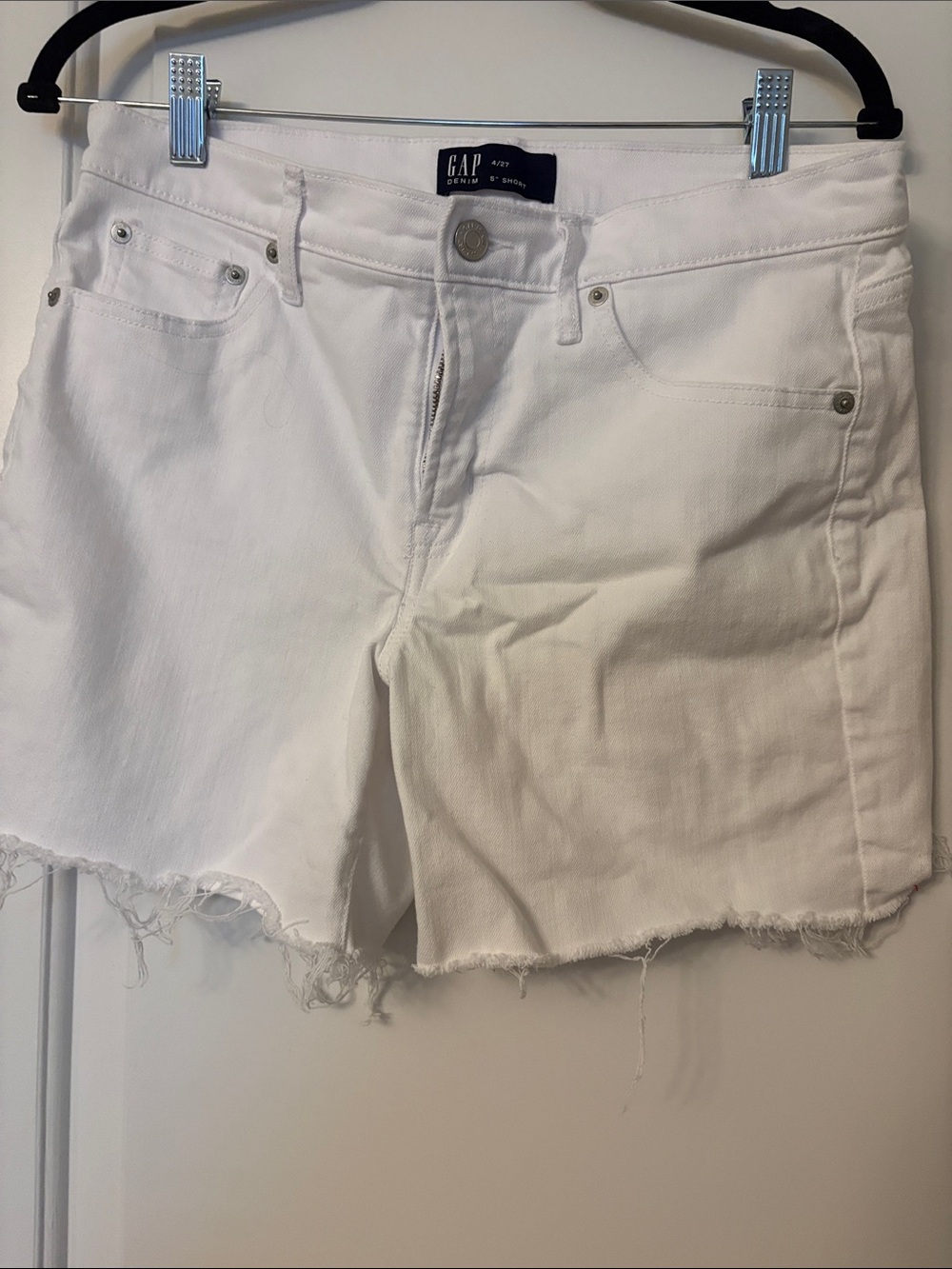 GAP White Denim Frayed Hem Cutoff Shorts